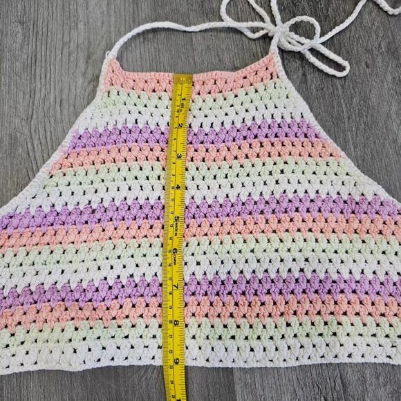 bp Crochet Halter Topin Purple Multi Cottage Stripe - Picture 10 of 10